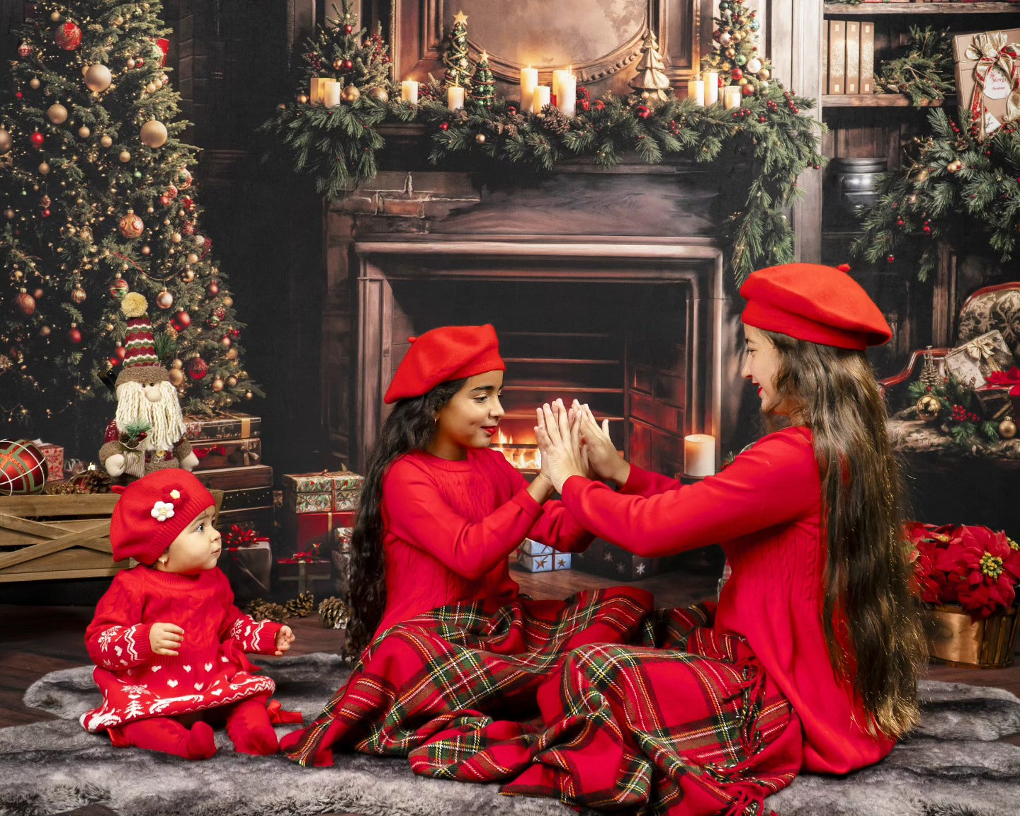 Weihnachten Fotohintergrund Klassischer Kamin Weihnachtszimmer Weihnachtskulisse für Fotos MRR8-264