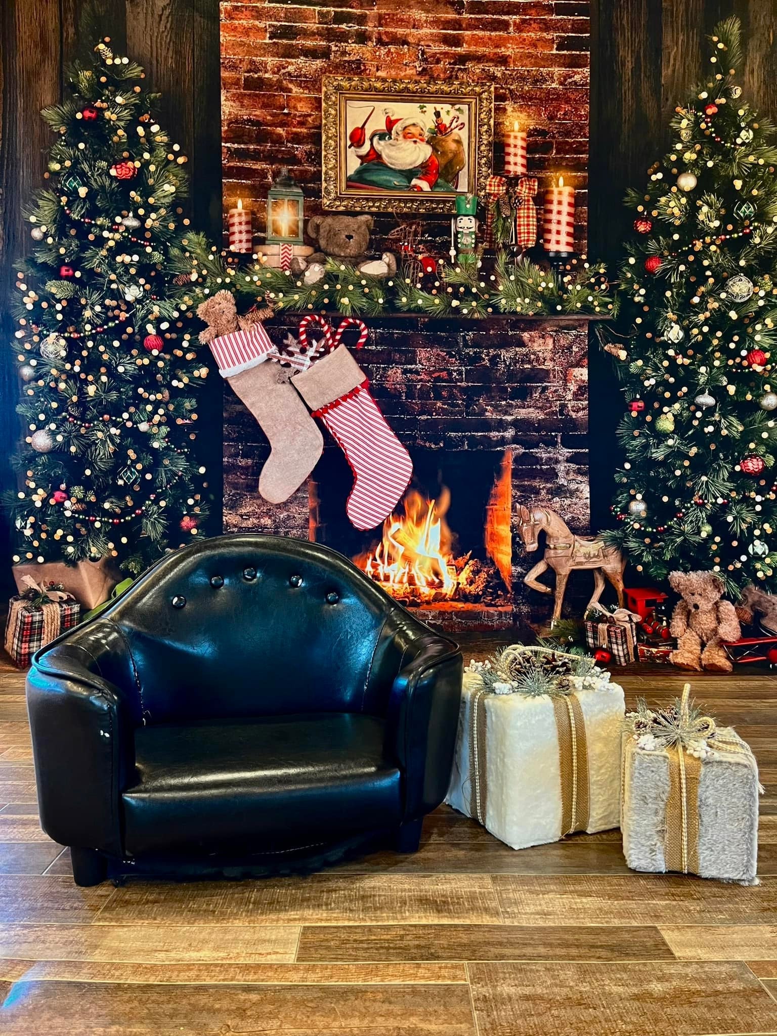 Weihnachtshintergründe Weihnachtsmann Kamin Magischer Baum Geschenke Weihnachtsfoto-Hintergründe MRR8-265