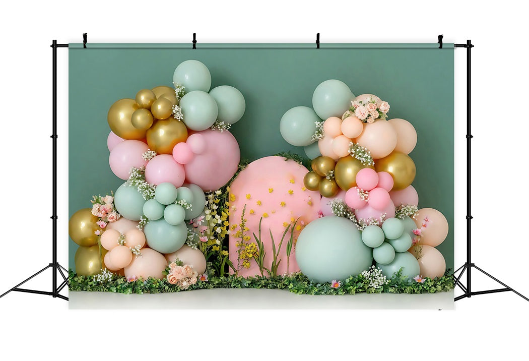 Cake Smash Hintergrund Ballon Blumenbogen Dekoration Geburtstag Fotohintergrund MRR8-270