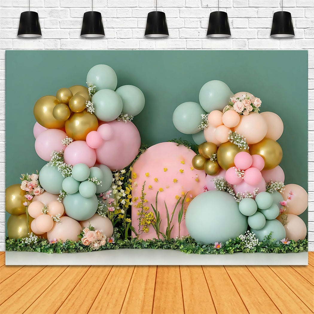 Cake Smash Hintergrund Ballon Blumenbogen Dekoration Geburtstag Fotohintergrund MRR8-270