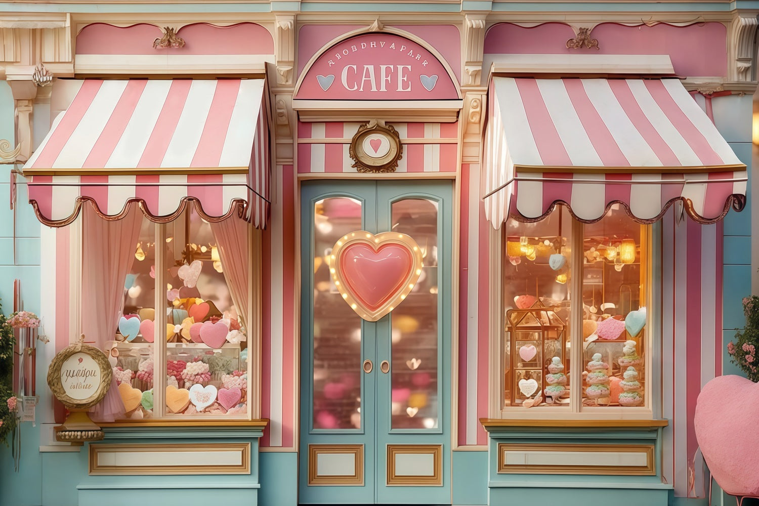 Valentinstag-Hintergrund Schaufensterauslage Süßwarenladen Valentinstag-Fotohintergrund MRR8-273