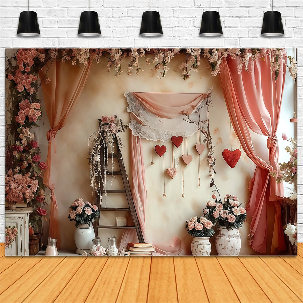 Valentinstag-Fotohintergrund Romantische Blumen Liebe Herz Valentinstag-Hintergrund MRR8-274