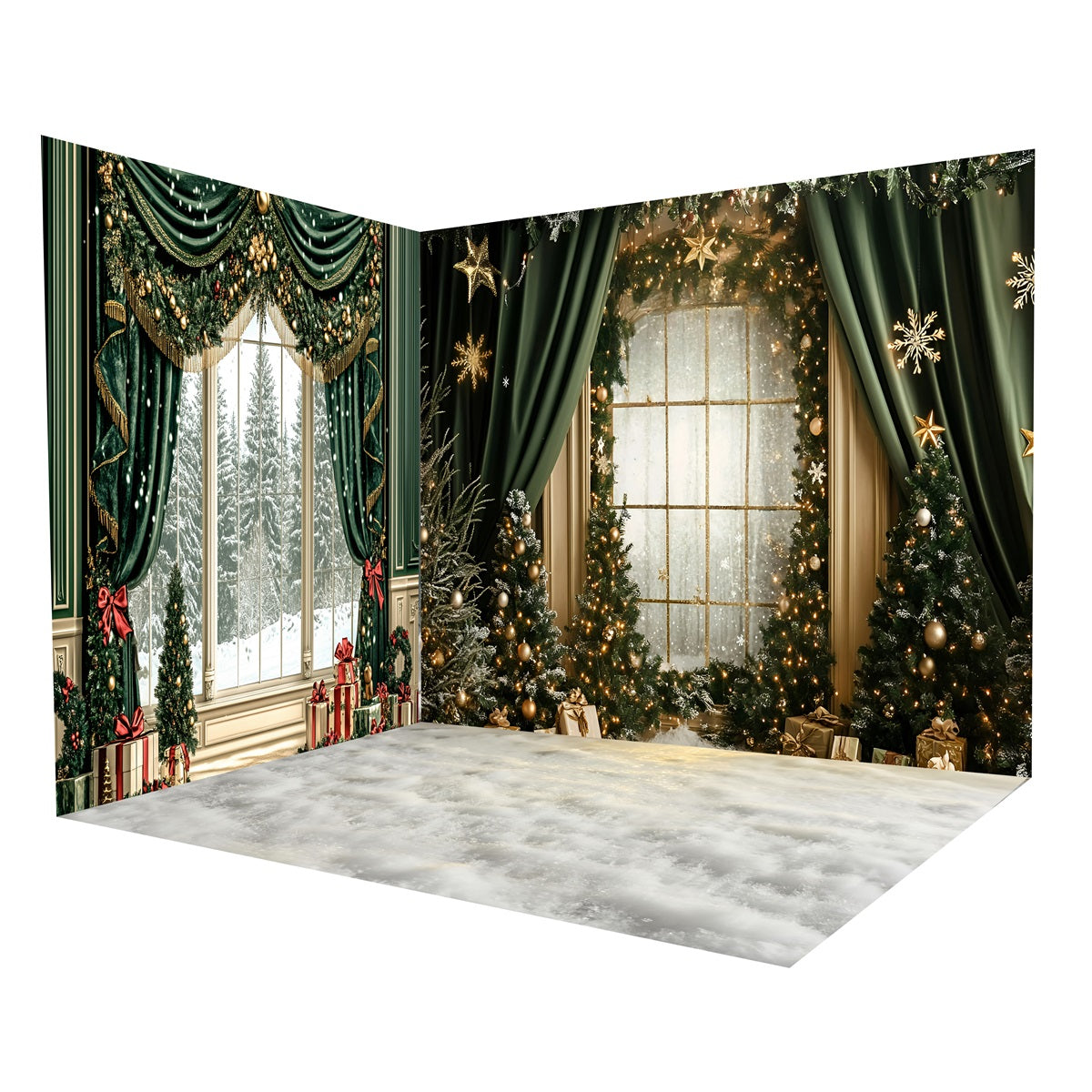 Weihnachtsfotografie Studio Hintergründe Eleganter Schnee-Fenster Fotohintergrund Raumset MRR8-297