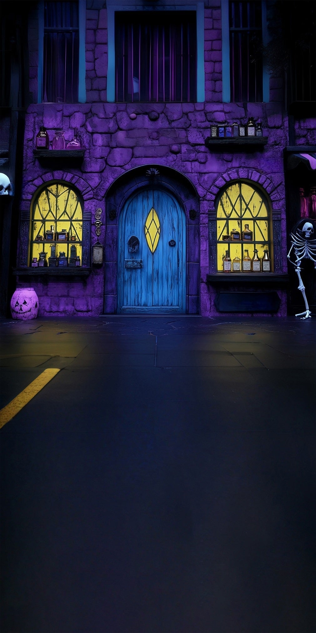 Halloween Foto Hintergrund Lila Zaubertrank Shop Sweep Backdrop MRR8-41