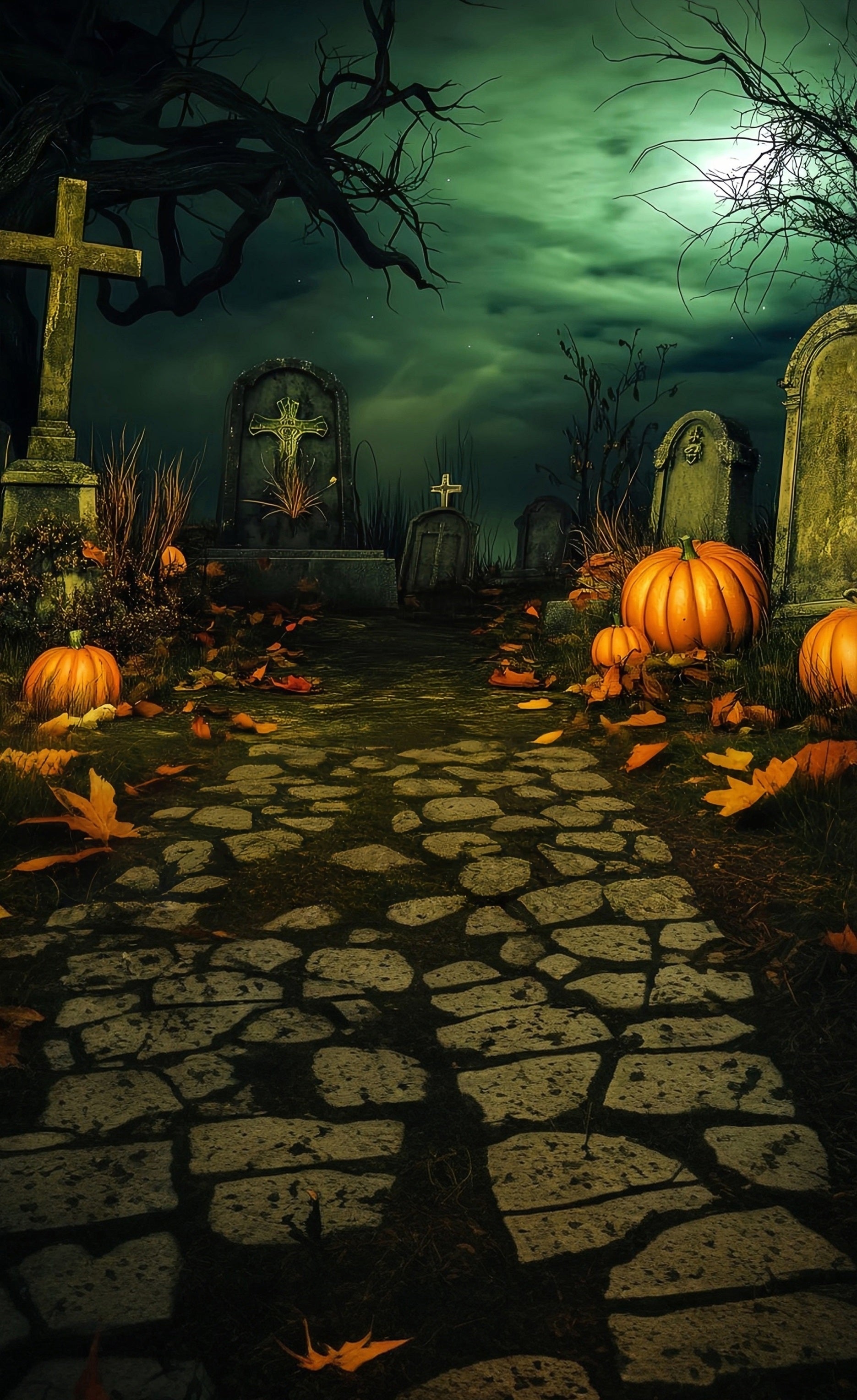 Halloween Friedhof Foto Hintergrund Vintage Friedhof bei Nacht Sweep Backdrop MRR8-51