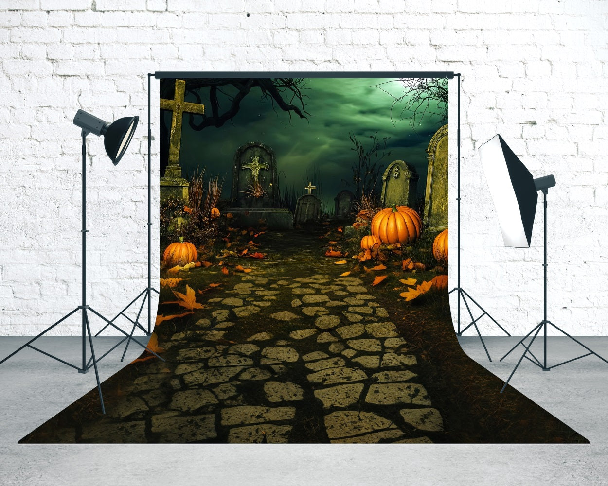 Halloween Friedhof Foto Hintergrund Vintage Friedhof bei Nacht Sweep Backdrop MRR8-51