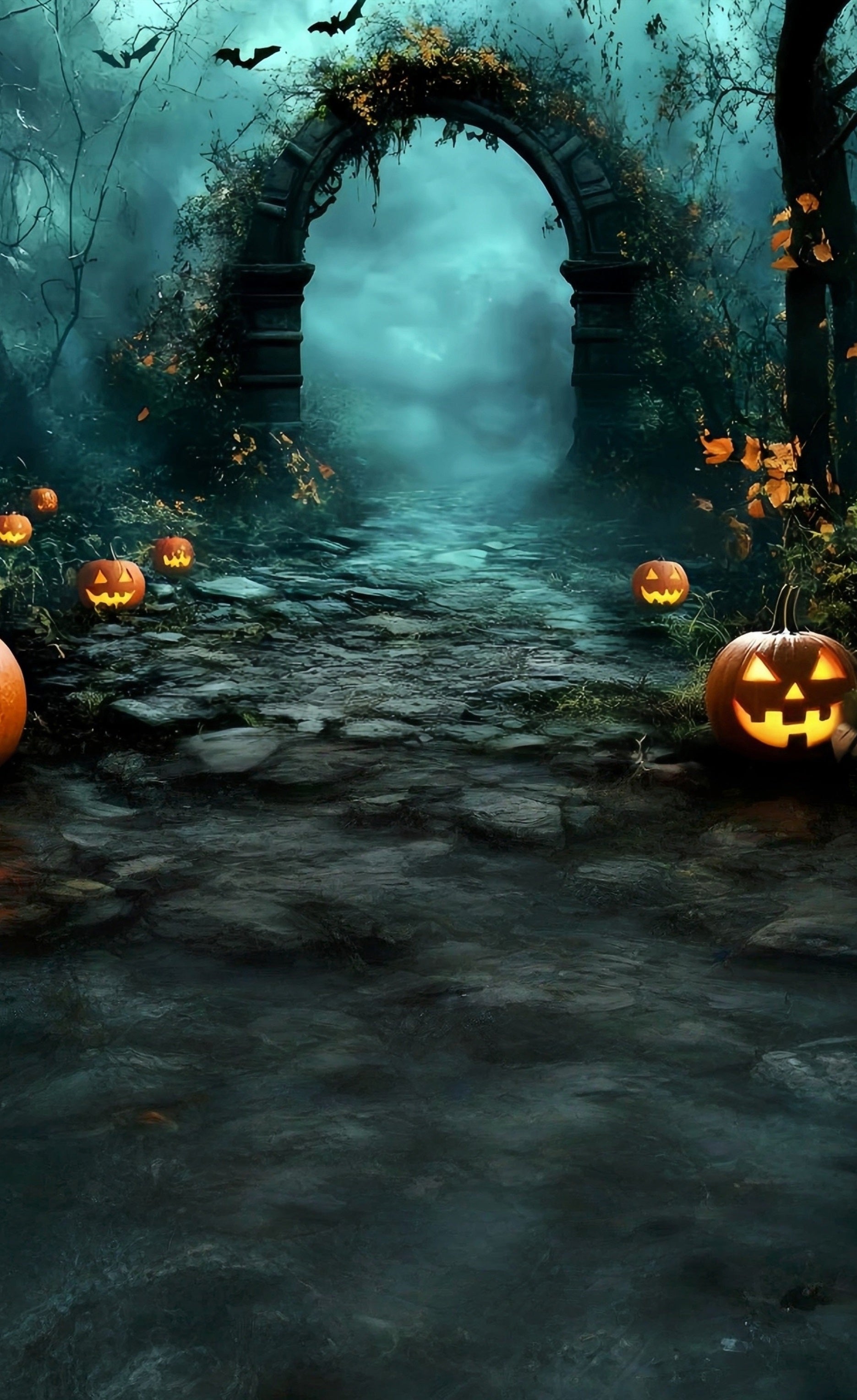 Halloween Foto Hintergrund Ideen Vine Covered Arches Misty Sweep Backdrop MRR8-61