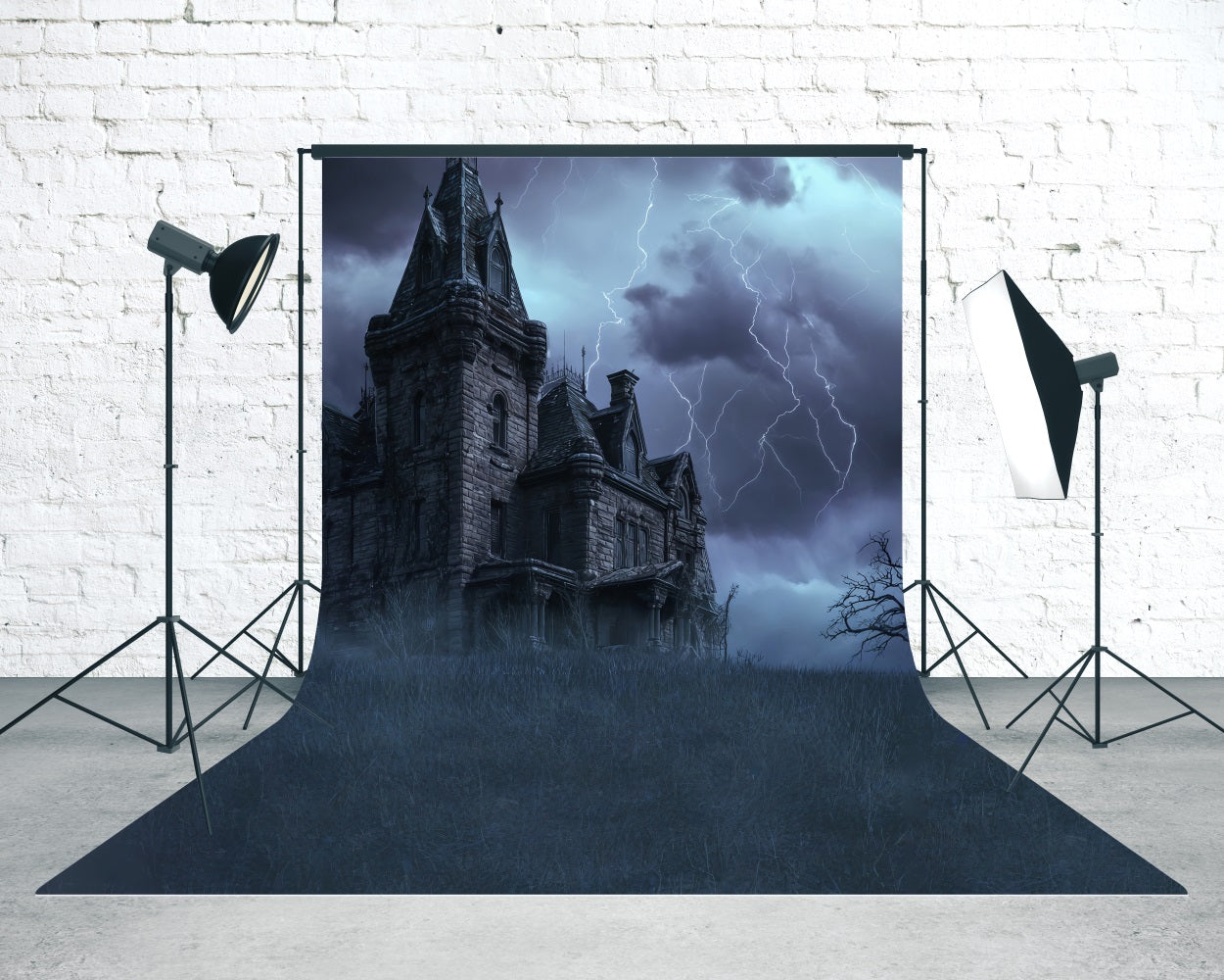 Gespenstische Halloween Foto Kulisse Blitznacht Vintage Backsteinmauer Schloss Sweep Backdrop MRR8-62