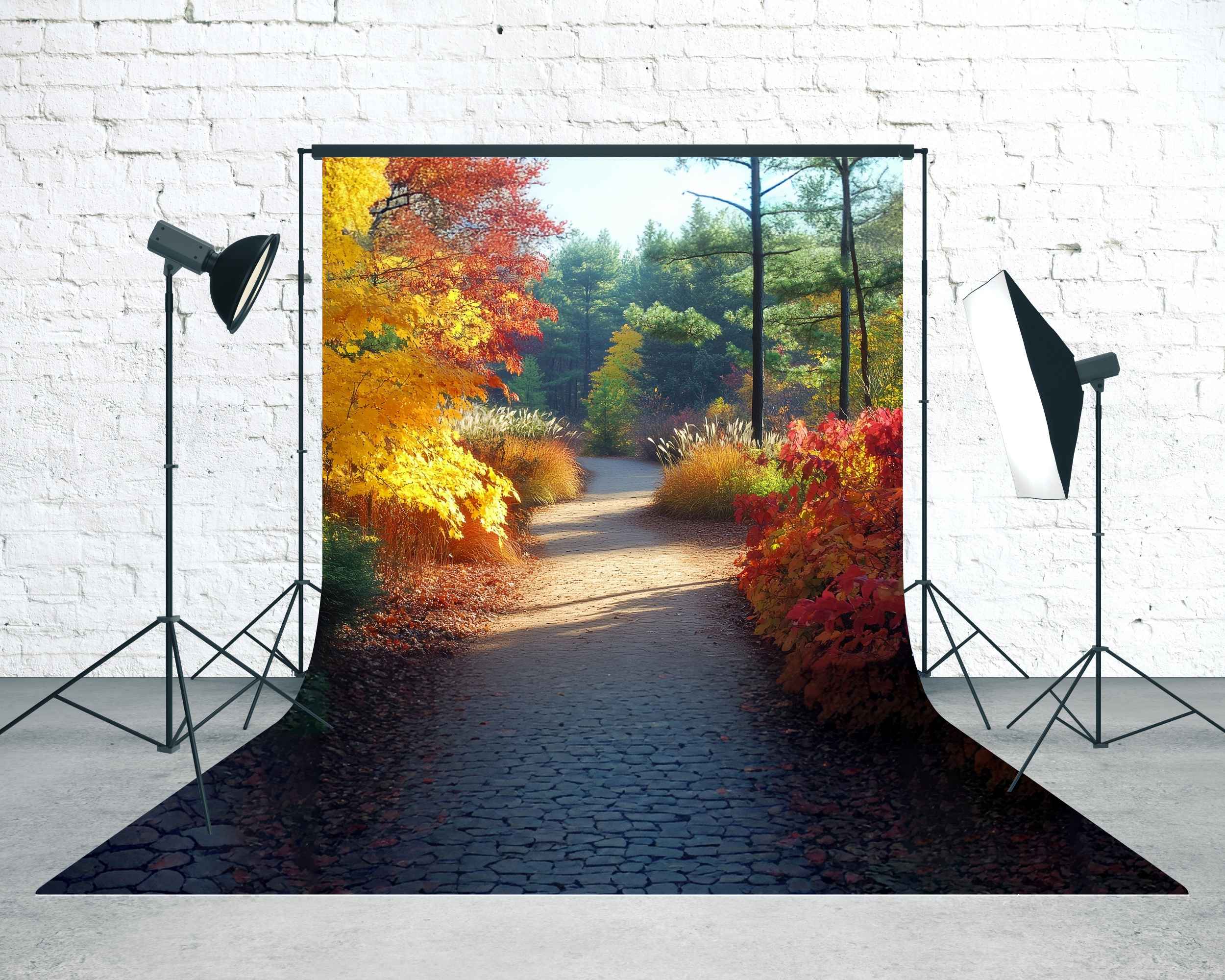 Herbst-Fotokulissen Goldener Ahornpfad Sweep-Fotohintergrund MRR8-83