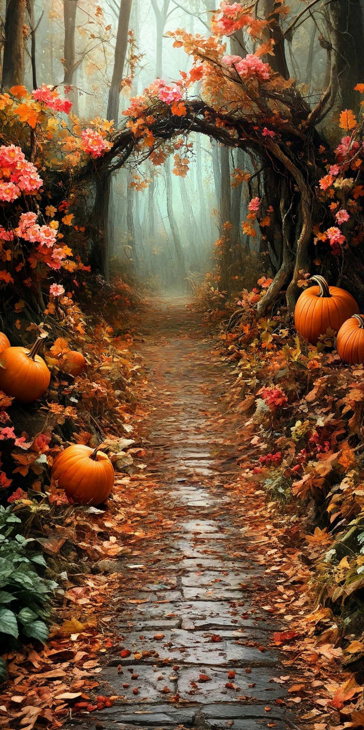 Herbst Herbst Fotohintergrund Kürbis Wald Tunnel Sweep Fotohintergrund MRR8-84