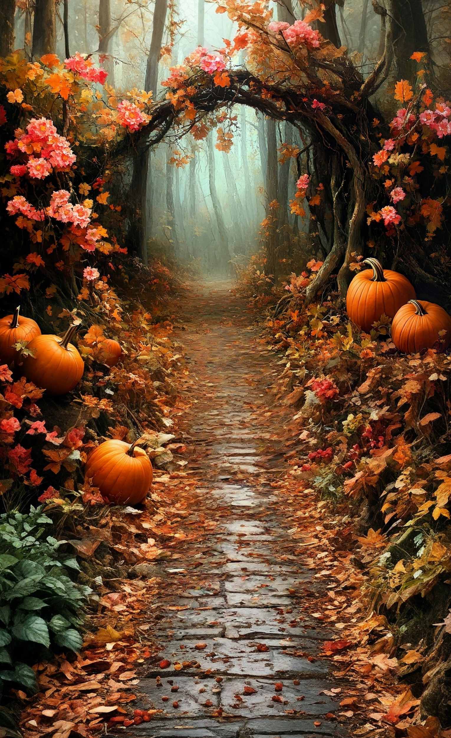 Herbst Herbst Fotohintergrund Kürbis Wald Tunnel Sweep Fotohintergrund MRR8-84