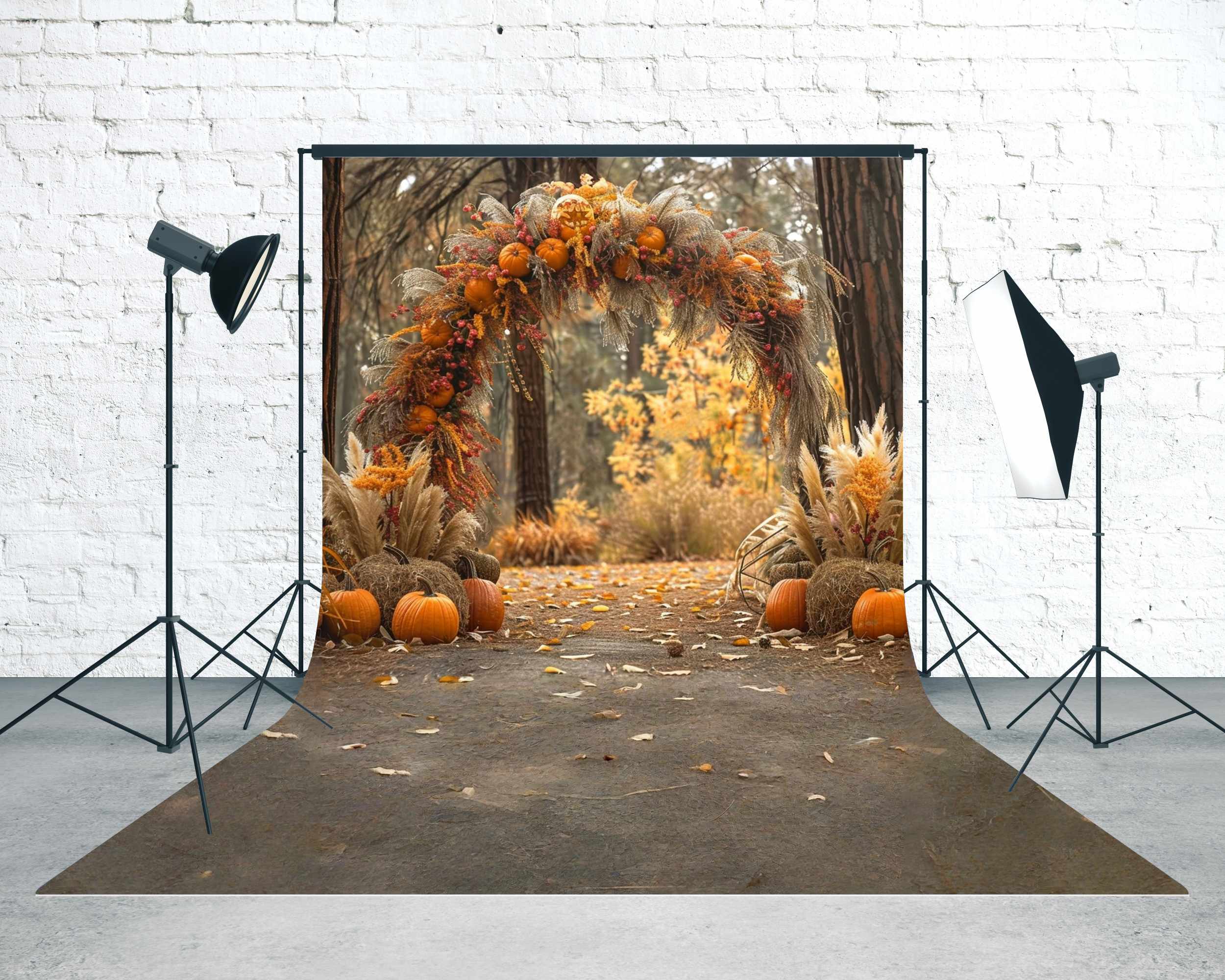 Herbst-Fotohintergrundbilder Herbstlicher Torbogen Wald Zeremonie Sweep-Fotohintergrund MRR8-89