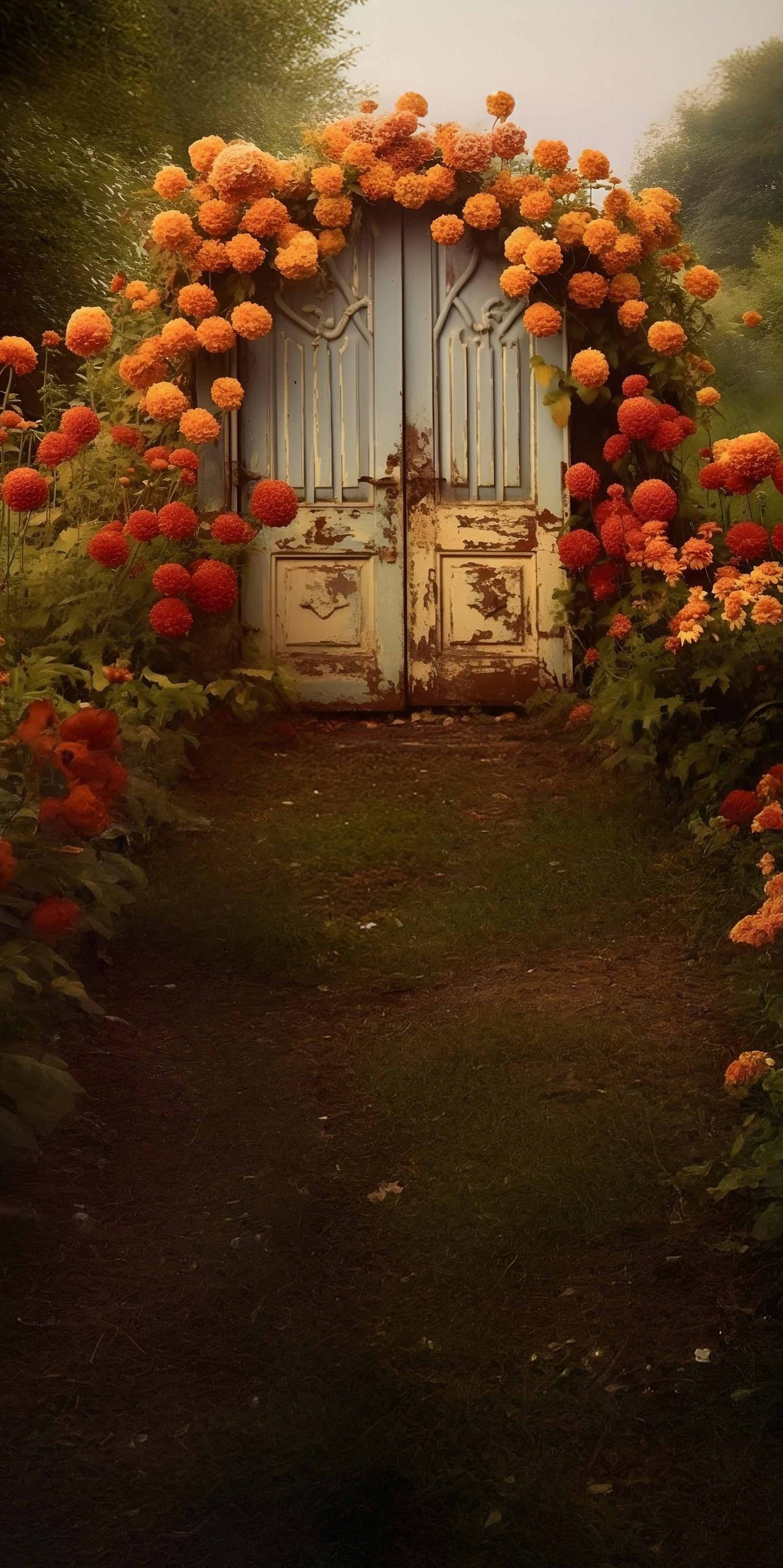 Herbst-Fotohintergrund Vintage Doorway Bloom Garden Sweep Backdrop MRR8-90