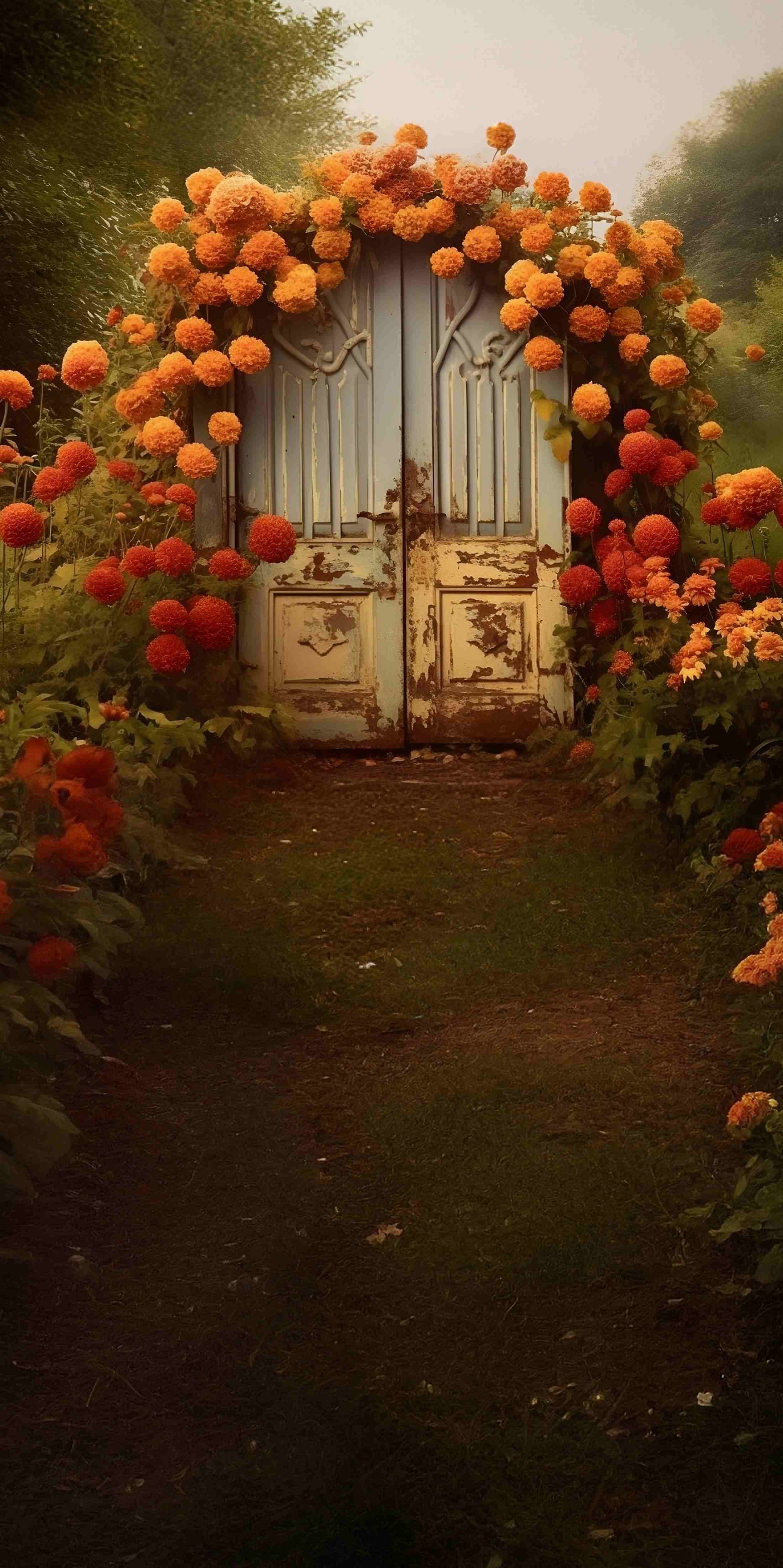 Herbst-Fotohintergrund Vintage Doorway Bloom Garden Sweep Backdrop MRR8-90