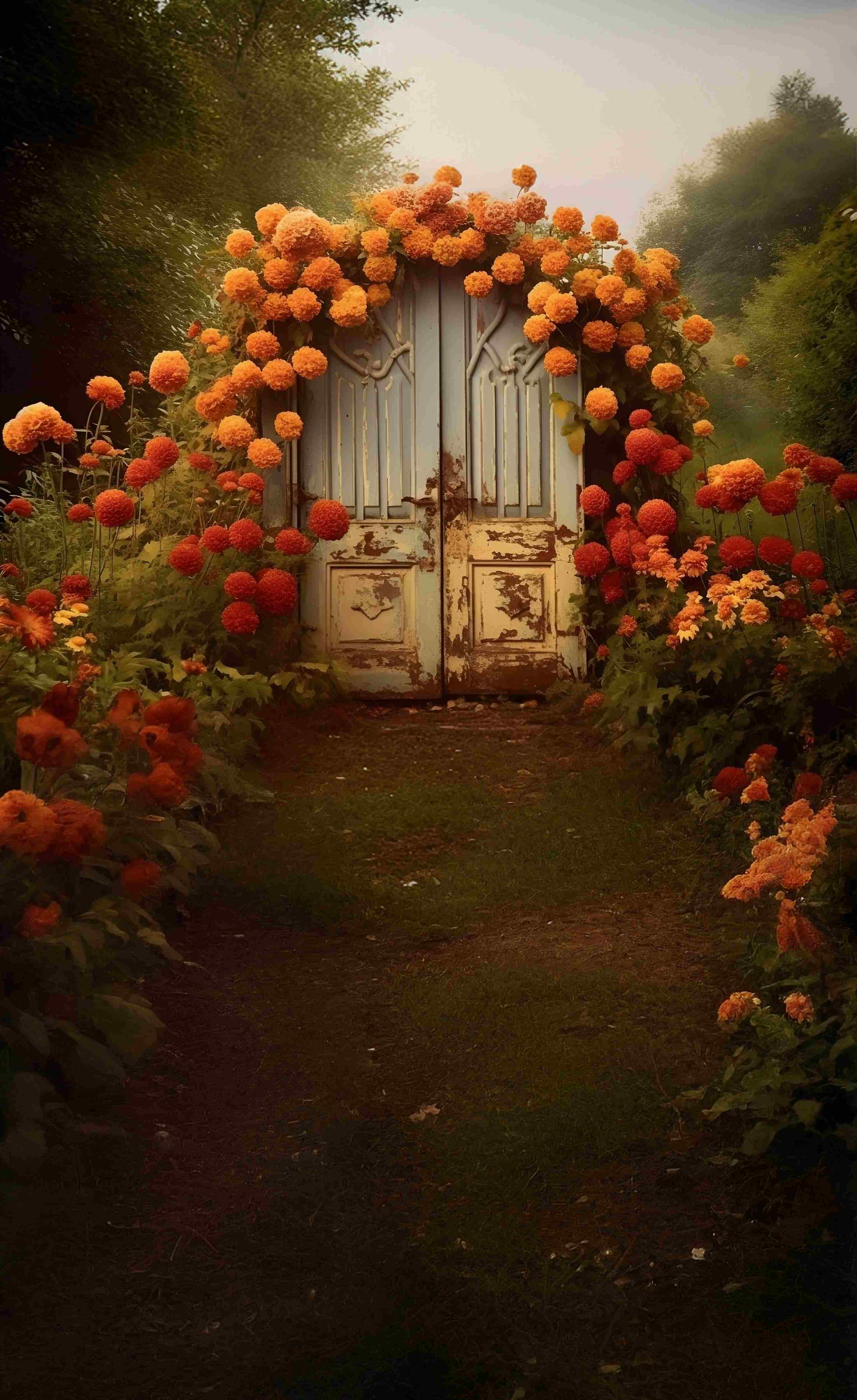 Herbst-Fotohintergrund Vintage Doorway Bloom Garden Sweep Backdrop MRR8-90