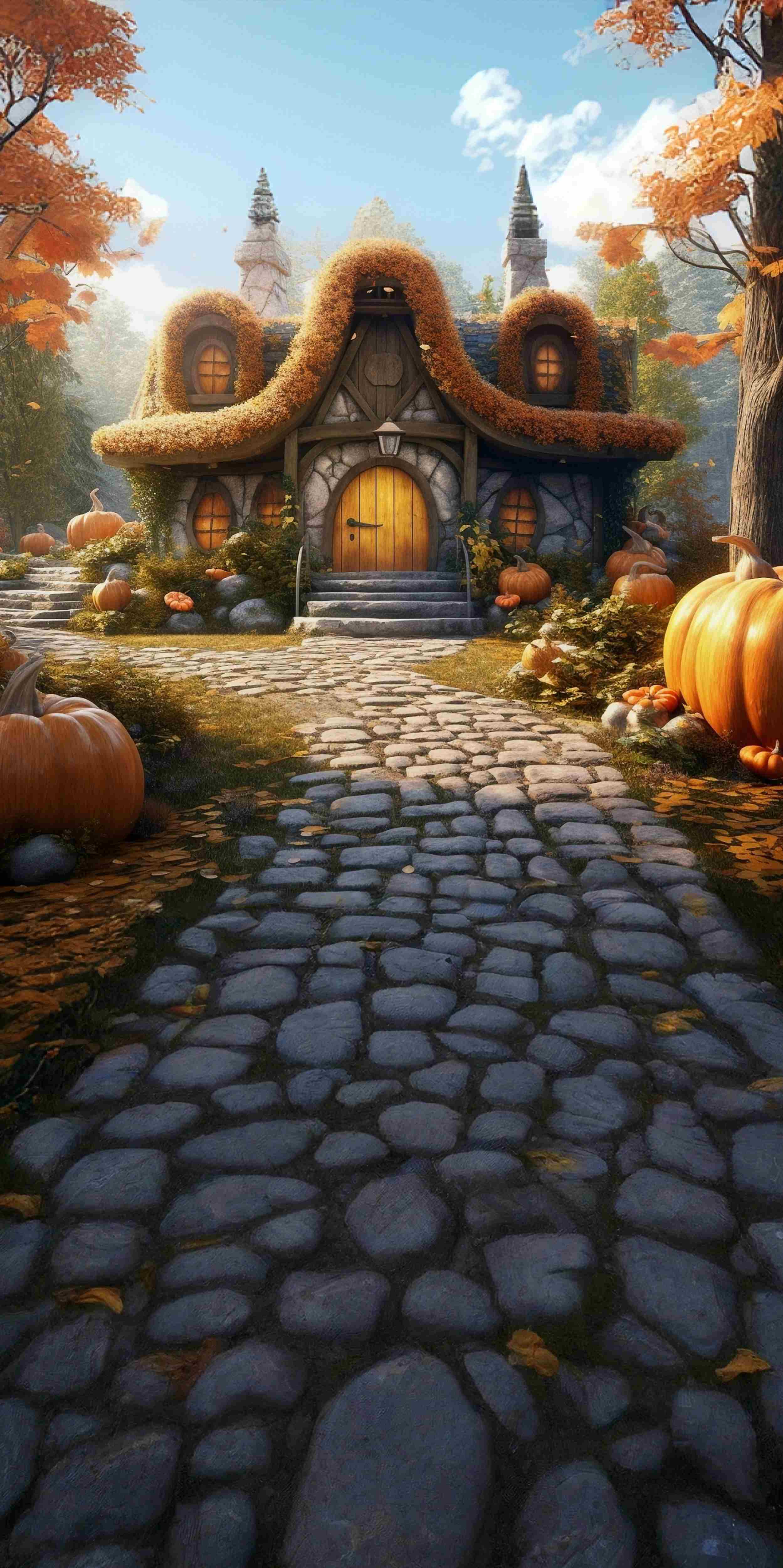 Herbst-FotoFotohintergrund Kürbis Cottage Pathway Sweep Backdrop MRR8-91
