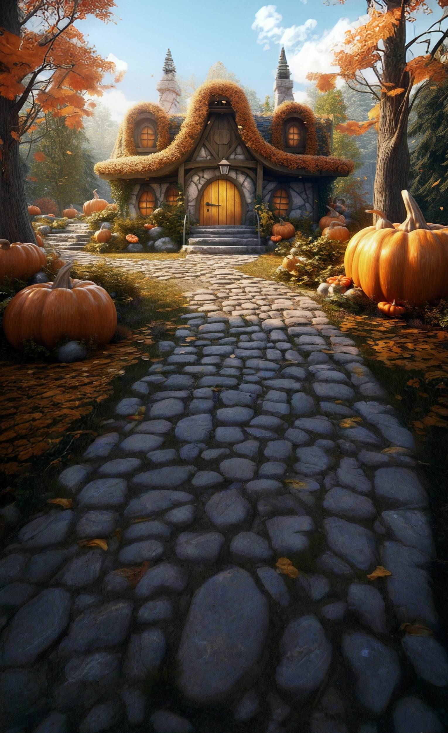 Herbst-FotoFotohintergrund Kürbis Cottage Pathway Sweep Backdrop MRR8-91