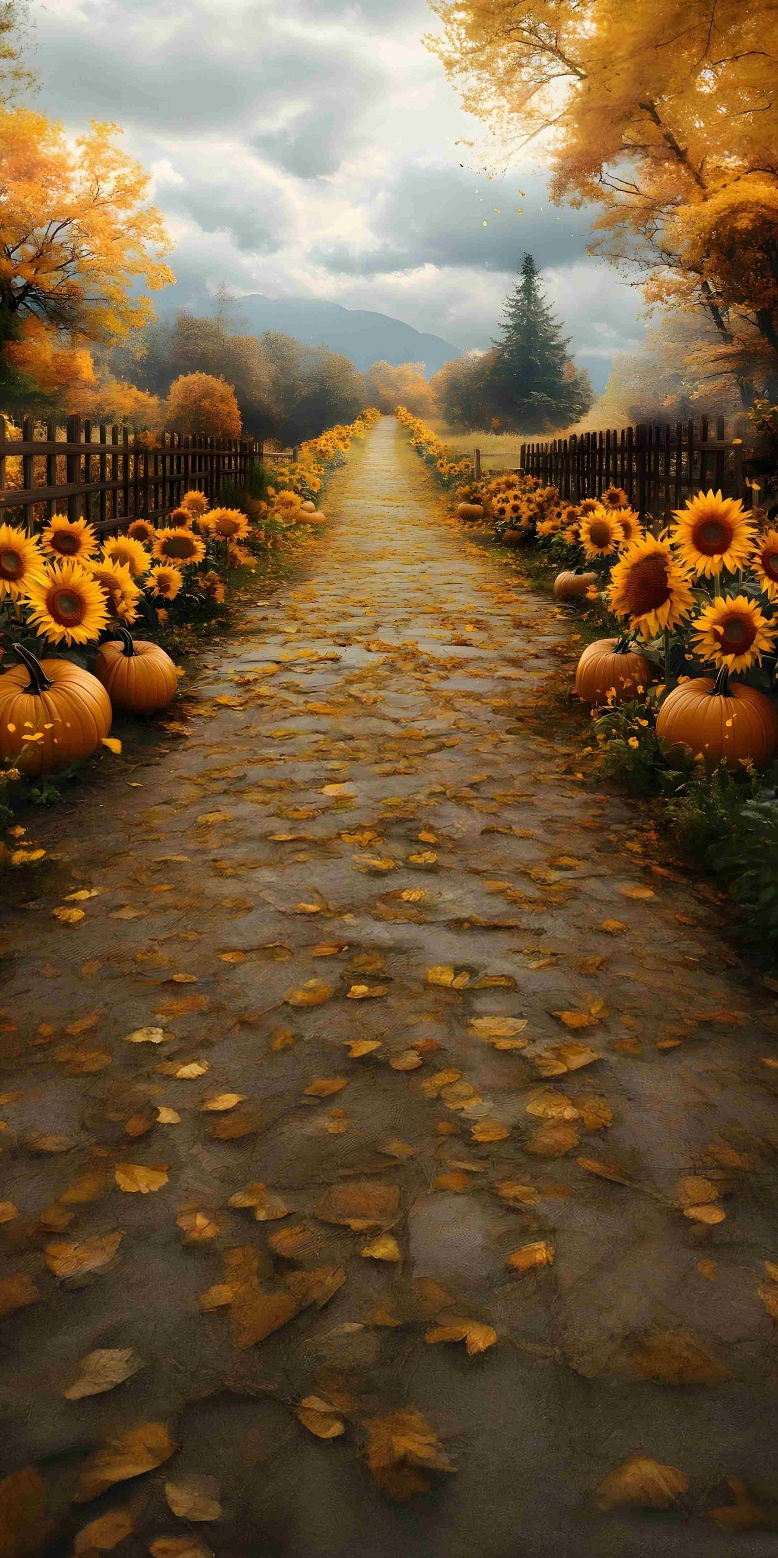 Herbst-Fotohintergrundbilder für Fotografie Goldener Kürbis Sonnenblumenweg Sweep-Fotohintergrund MRR8-95