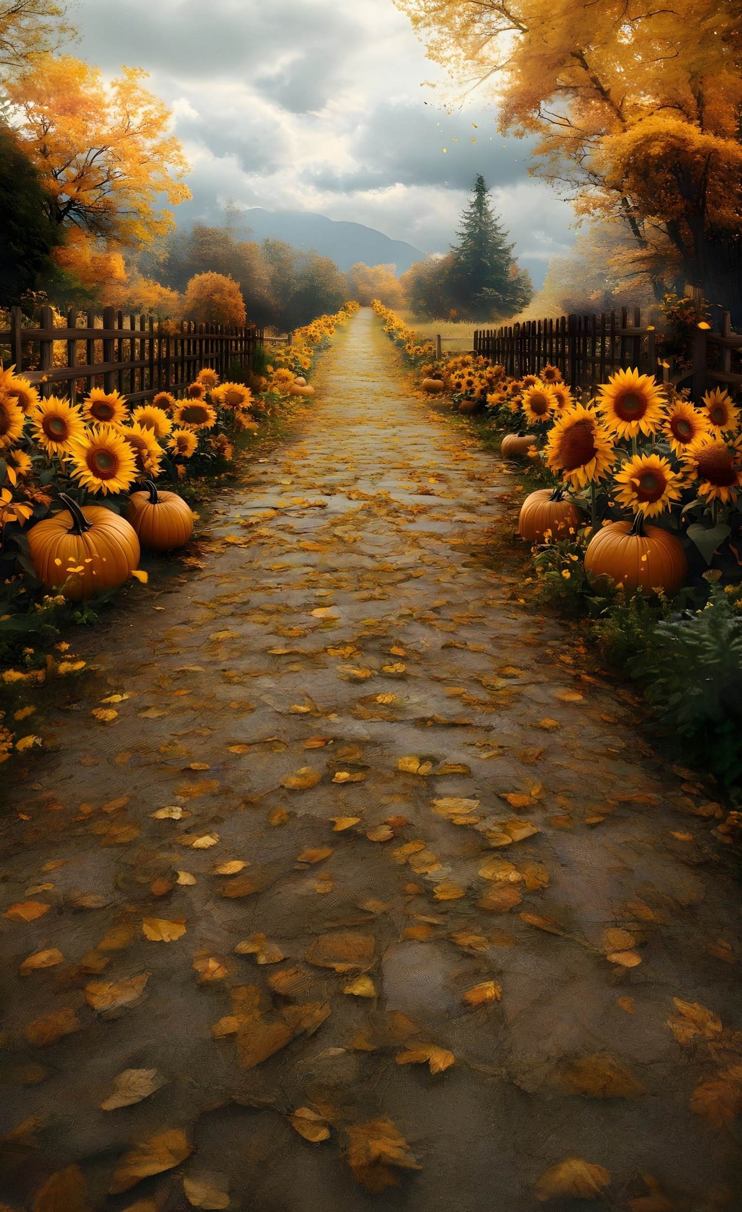 Herbst-Fotohintergrundbilder für Fotografie Goldener Kürbis Sonnenblumenweg Sweep-Fotohintergrund MRR8-95