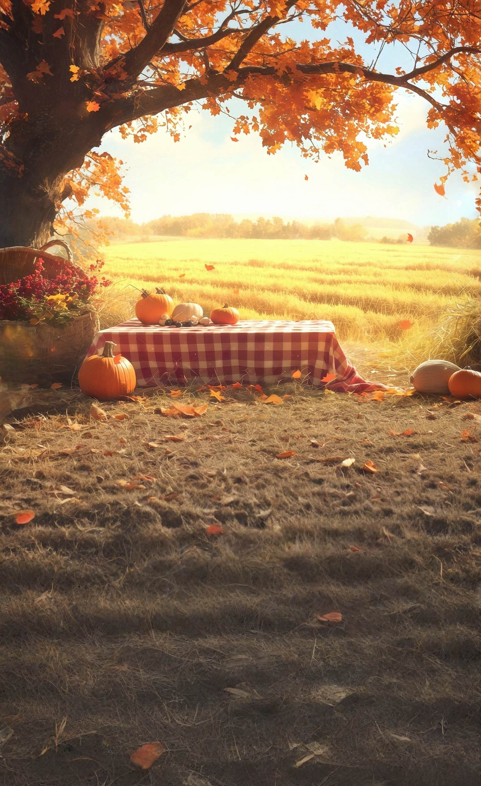Herbst-Fotohintergrund Erntefeld Picknick-Szene Sweep-Fotohintergrund MRR8-99