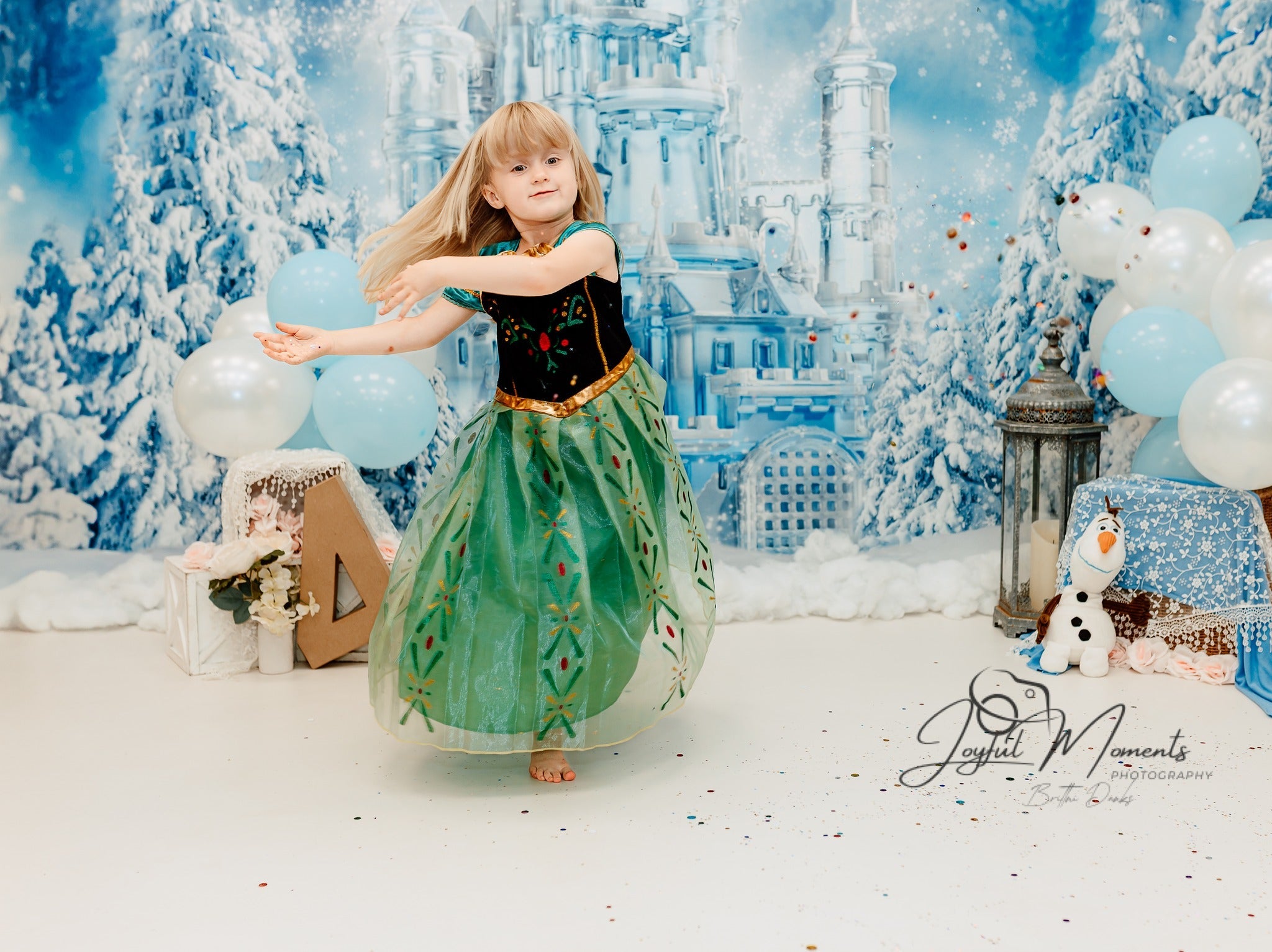 Frozen-Schloss-Fotohintergrund Winter-Eisschloss-Wunderland Kinder-Fotohintergrund MRR9-10