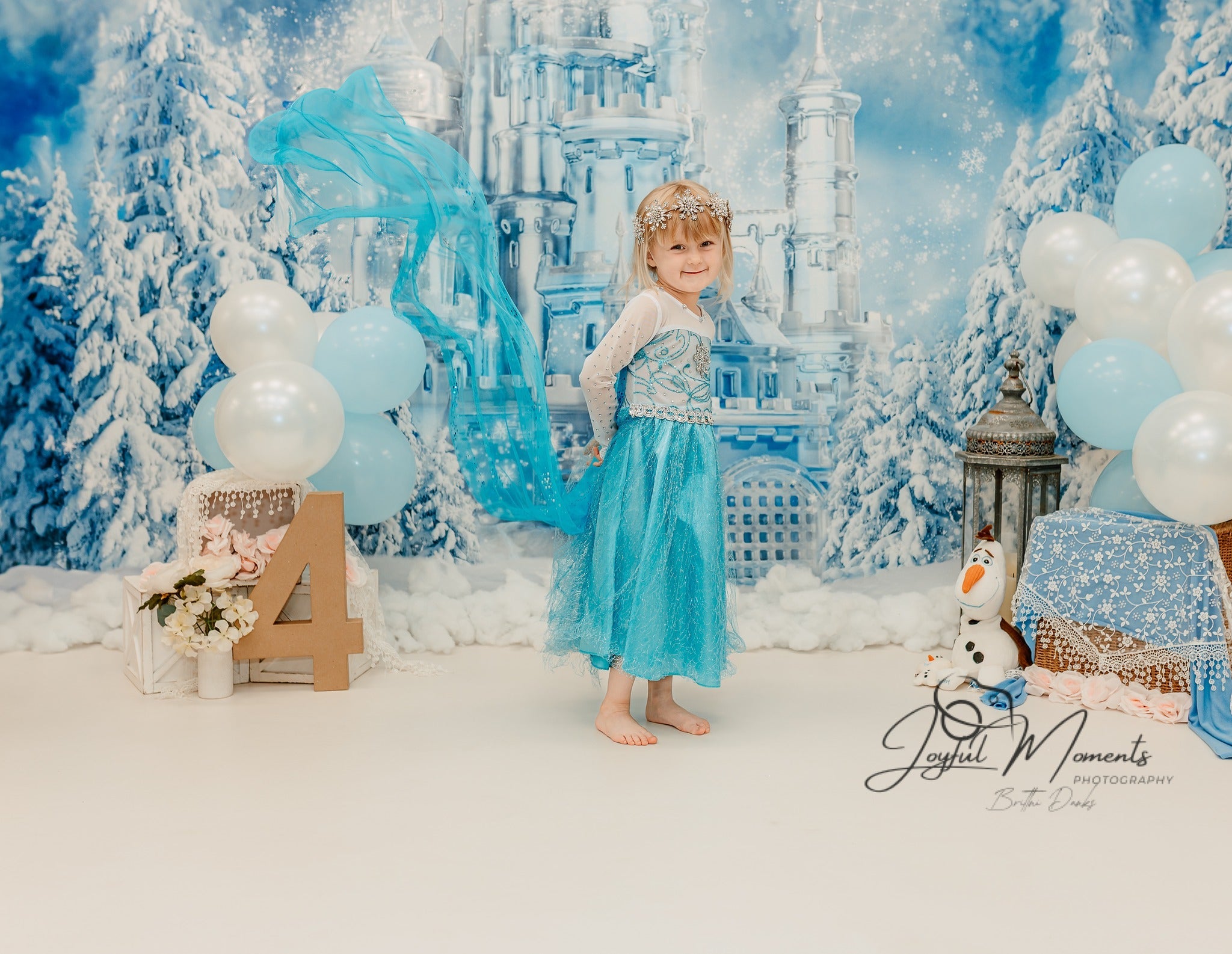 Frozen-Schloss-Fotohintergrund Winter-Eisschloss-Wunderland Kinder-Fotohintergrund MRR9-10