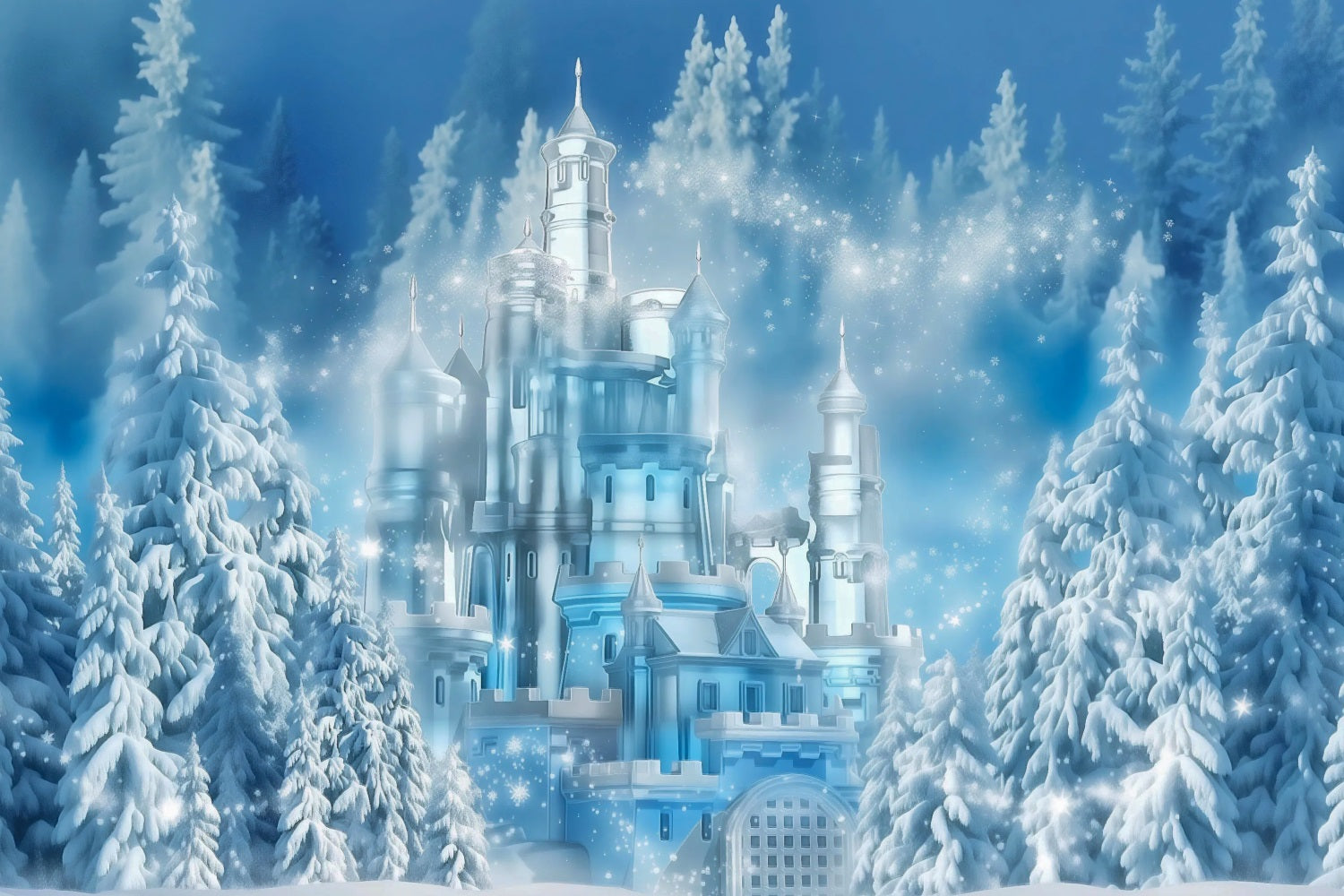 Frozen-Schloss-Fotohintergrund Winter-Eisschloss-Wunderland Kinder-Fotohintergrund MRR9-10