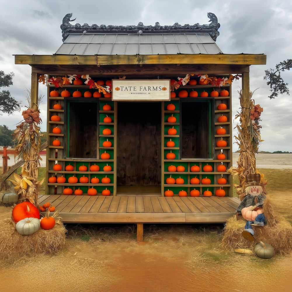 Herbst-Fotohintergrund Kürbis Bauernhaus Rustikale Dekoration Herbst-Fotohintergrund MRR9-100