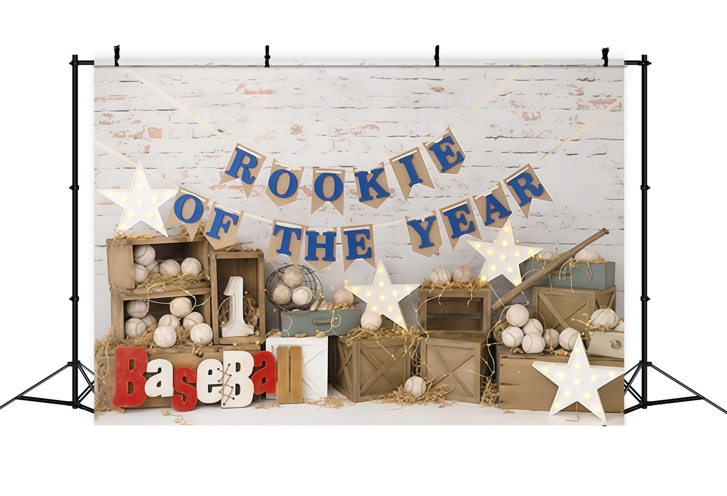 Fotohintergrund für den 1. Geburtstag Baseball-Rookie-Feier Cake Smash-Fotohintergrund MRR9-117