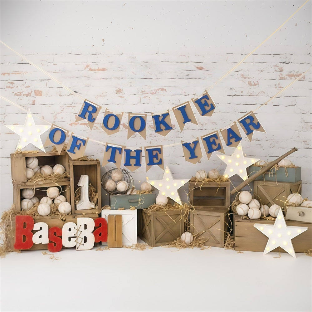 Fotohintergrund für den 1. Geburtstag Baseball-Rookie-Feier Cake Smash-Fotohintergrund MRR9-117