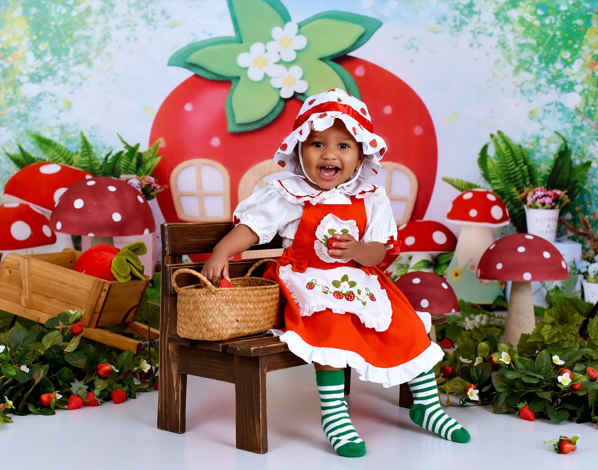 Kinder-Hintergründe Erdbeerhaus Feengarten Neugeborenen-Fotohintergrund MRR9-12