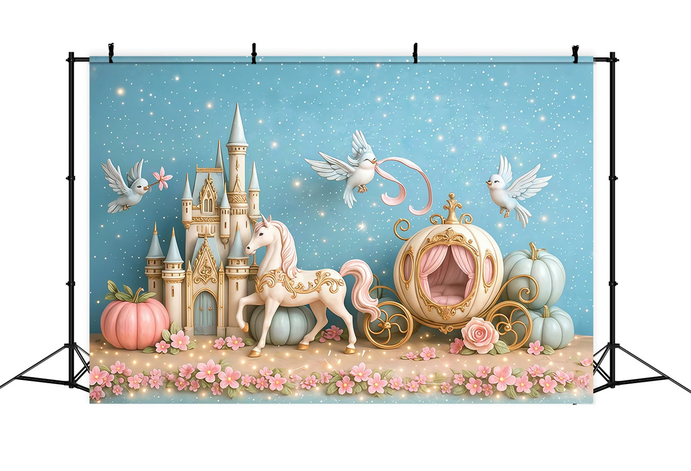 Schloss-Fotohintergrund Märchenschloss Kutsche Neugeborenen-Foto-Fotohintergrund MRR9-16