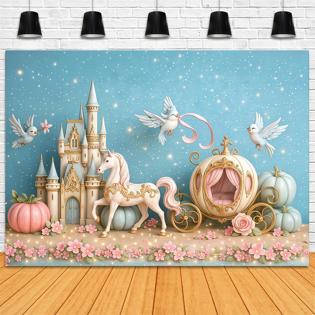 Schloss-Fotohintergrund Märchenschloss Kutsche Neugeborenen-Foto-Fotohintergrund MRR9-16
