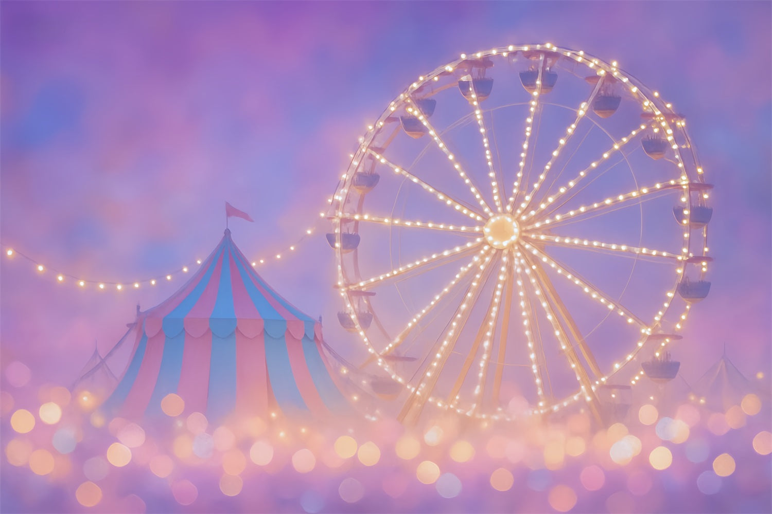 Zirkushintergrund Karneval Riesenrad Zelt Lichter Kinderfotohintergründe MRR9-35