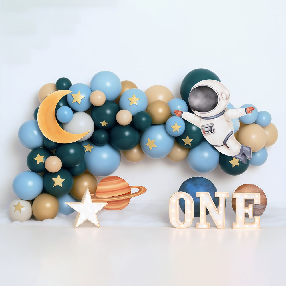 1. Geburtstagshintergrund Weltraum Astronaut Ballon Abenteuer Cake-Smash-Fotohintergrund MRR9-58