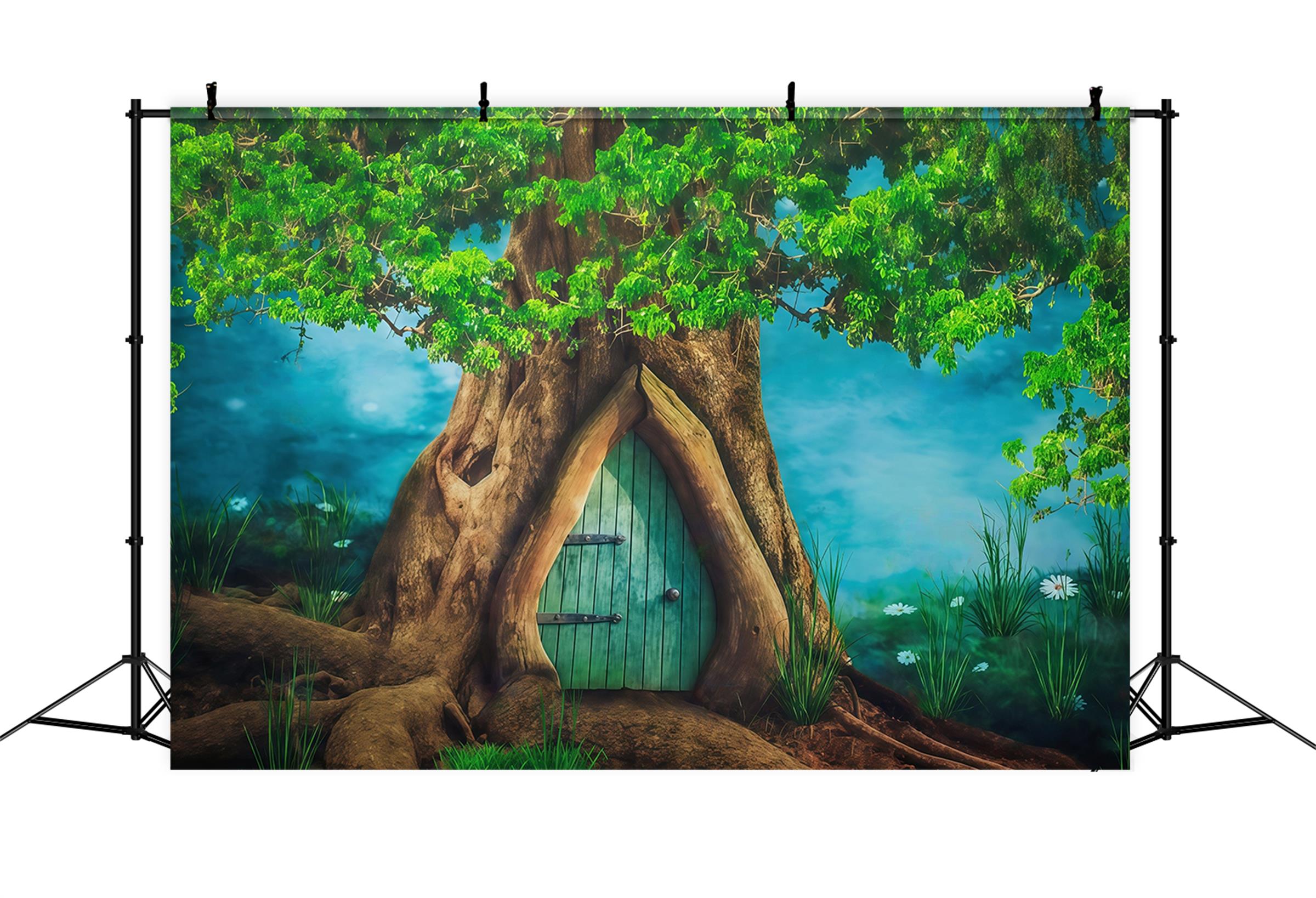 Waldhintergrund Verzauberter Baumstamm Tür Fotohintergrund für Neugeborenenfotografie MRR9-72