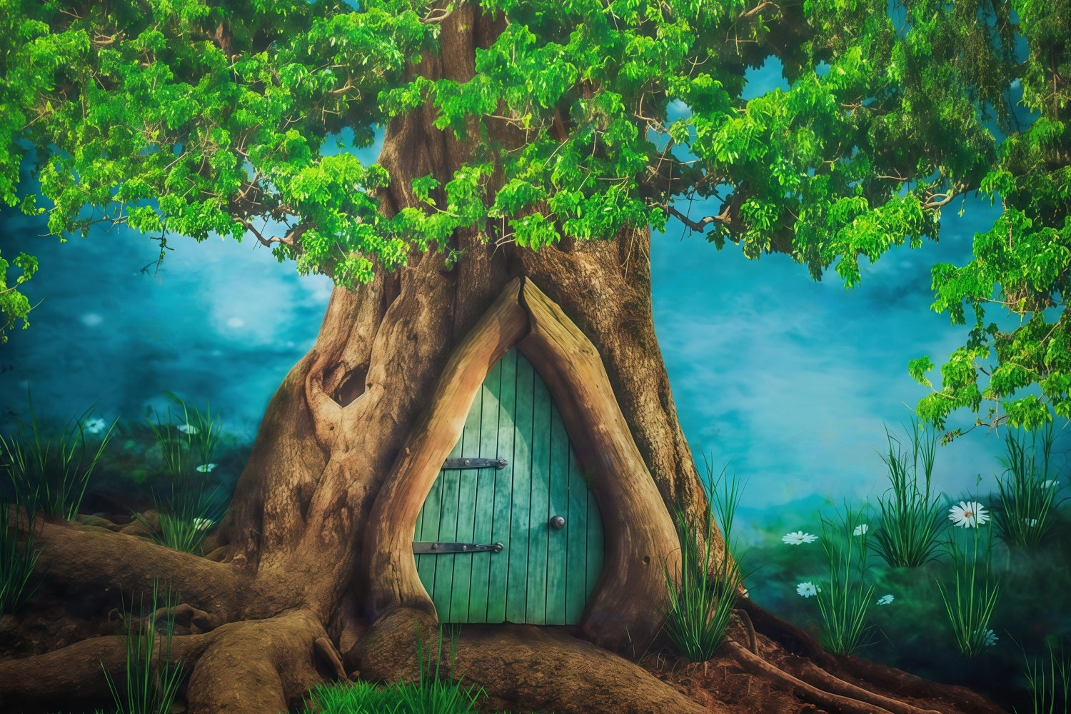 Waldhintergrund Verzauberter Baumstamm Tür Fotohintergrund für Neugeborenenfotografie MRR9-72