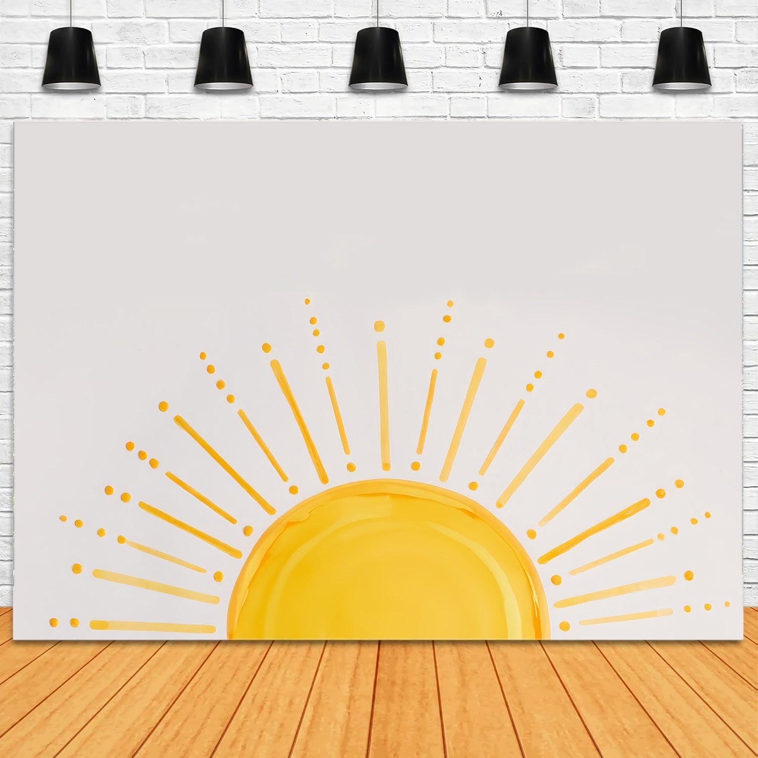 Kinderhintergründe Minimalistische gelbe Sonnenstrahlen Kinderfotohintergrund MRR9-75