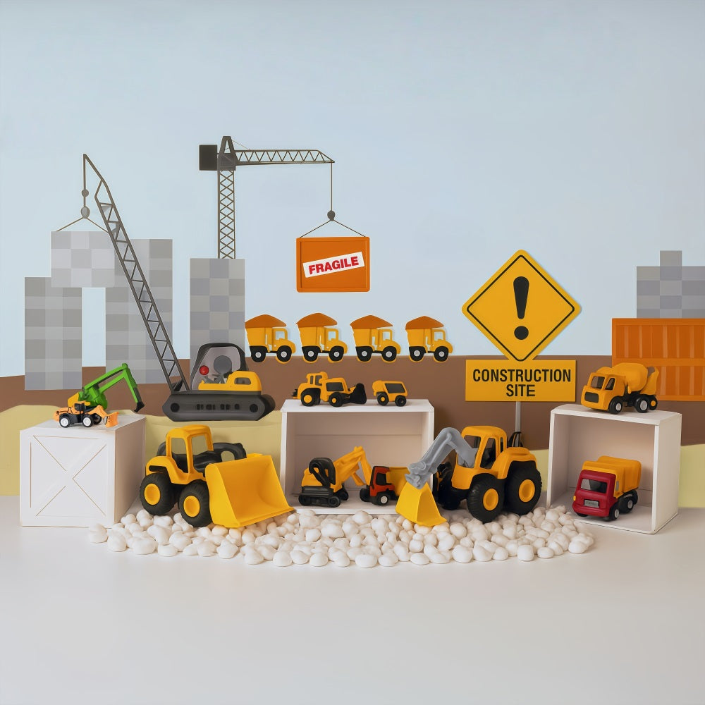 Kinder-Fotohintergrund Baufahrzeuge Spielzeugdisplay Neugeborenen-Fotohintergrund MRR9-9