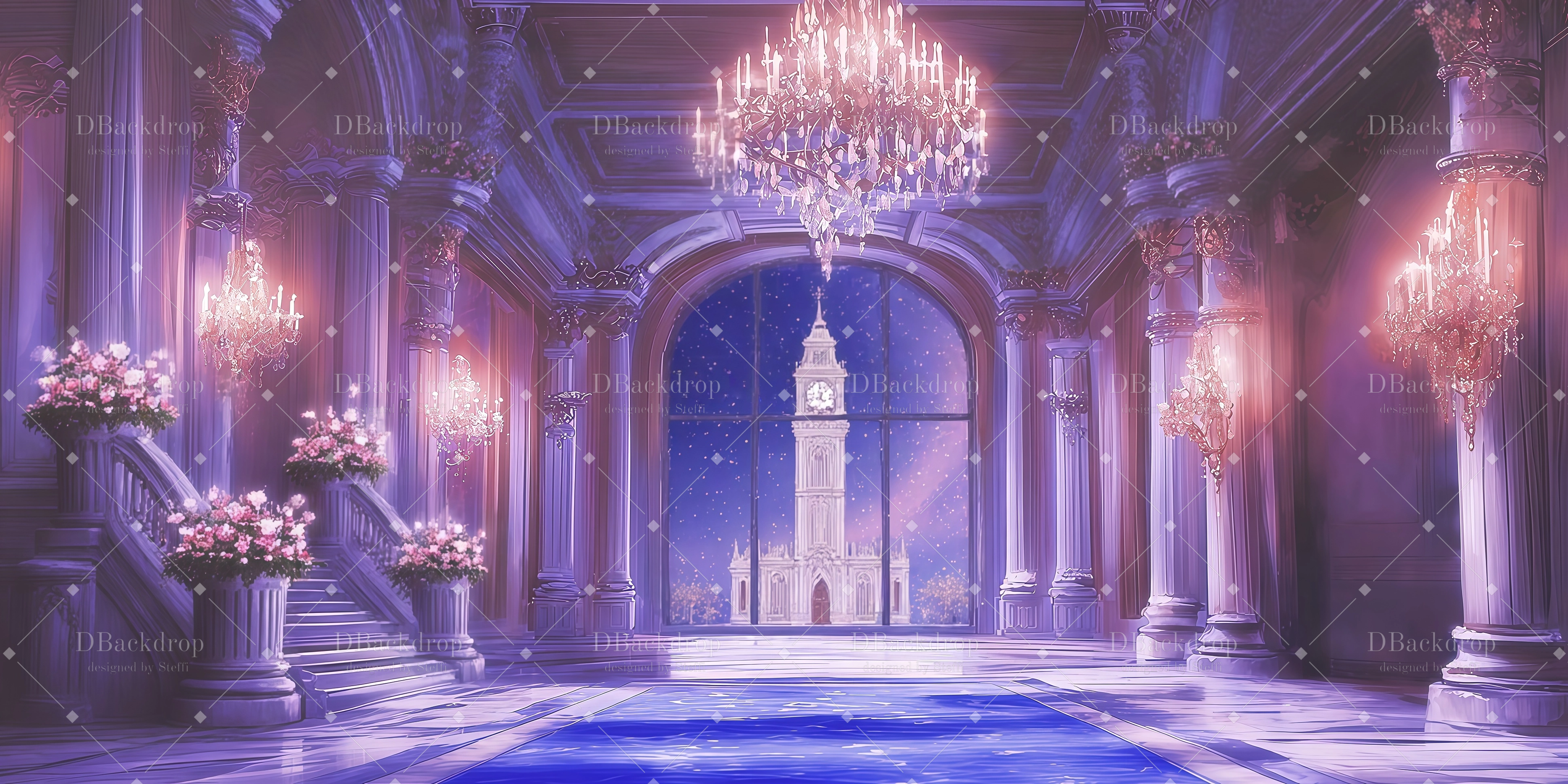 Große Bühnenhintergründe „Midnight Chimes“ Hintergründe für Theater CSH59-T40