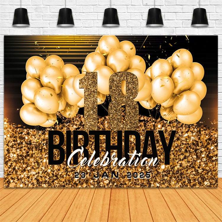 Custom Happy Birthday Backdrop Goldene Ballon Party Backdrop RR1-97