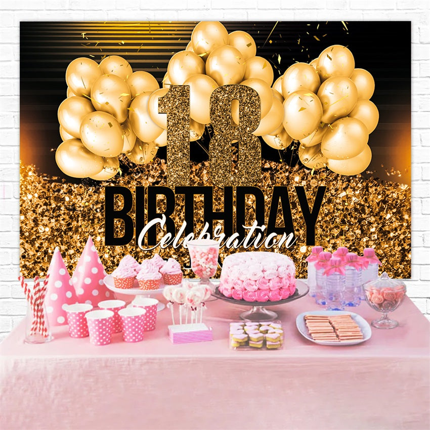 Custom Happy Birthday Backdrop Goldene Ballon Party Backdrop RR1-97