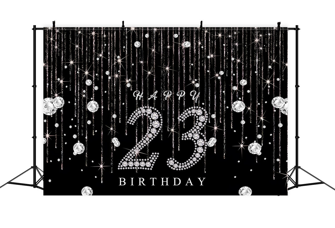 23. Geburtstag Fotohintergrund Custom Glam Night Diamond Shine Geburtstagshintergrund RR12-10