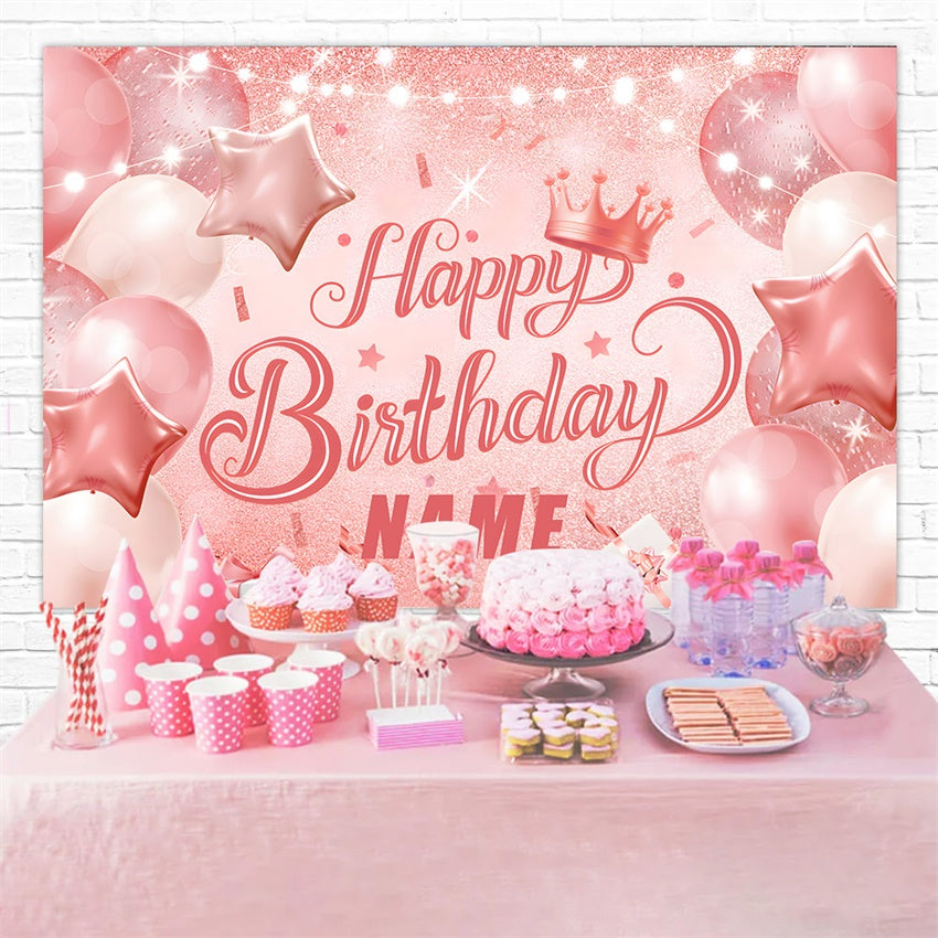 Individuelles Happy Birthday Backdrop Rosa Glitter Ballon Backdrop RR12-61