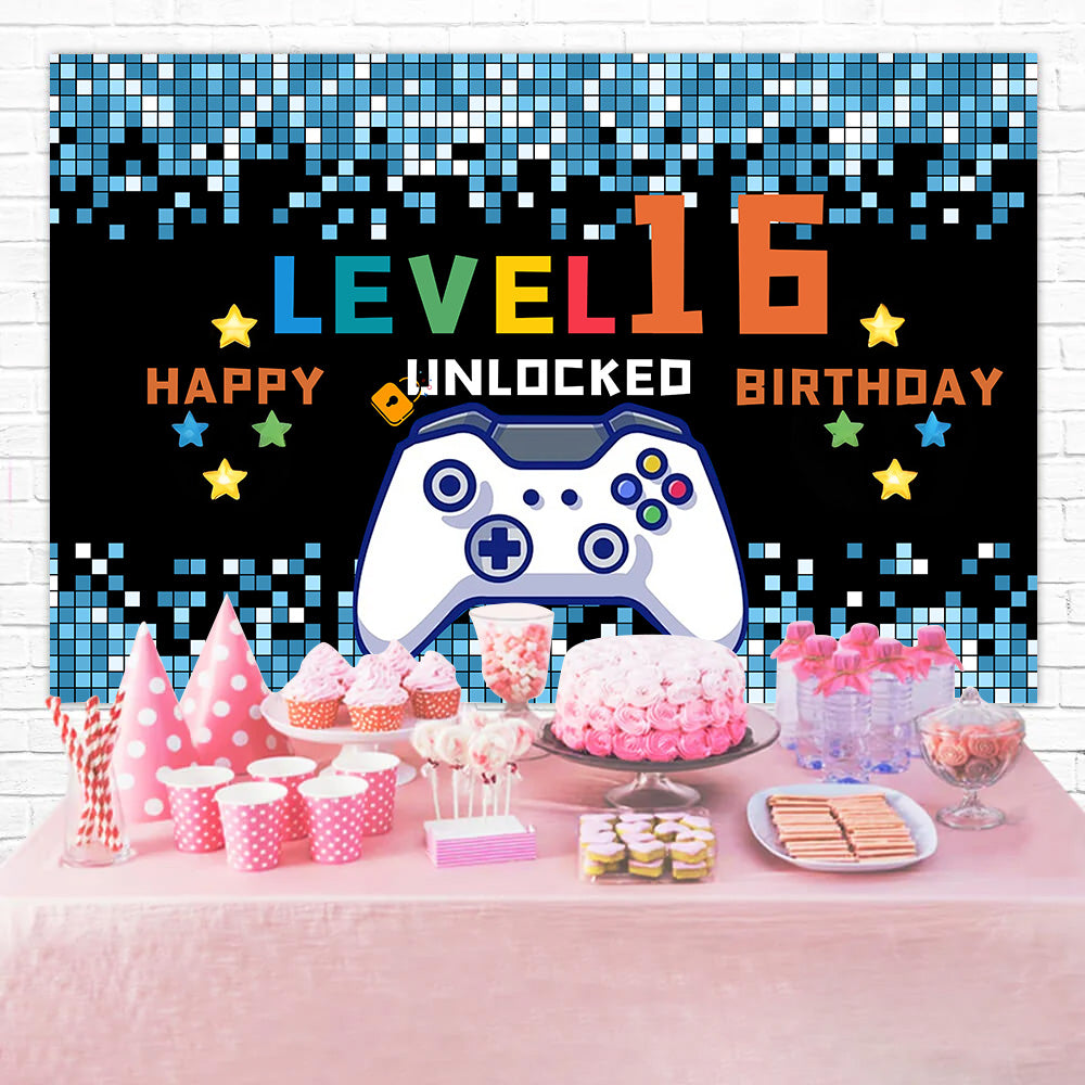 Personalisierte Geburtstag Backdrop 16. Digital Controller Feier Backdrop RR12-99