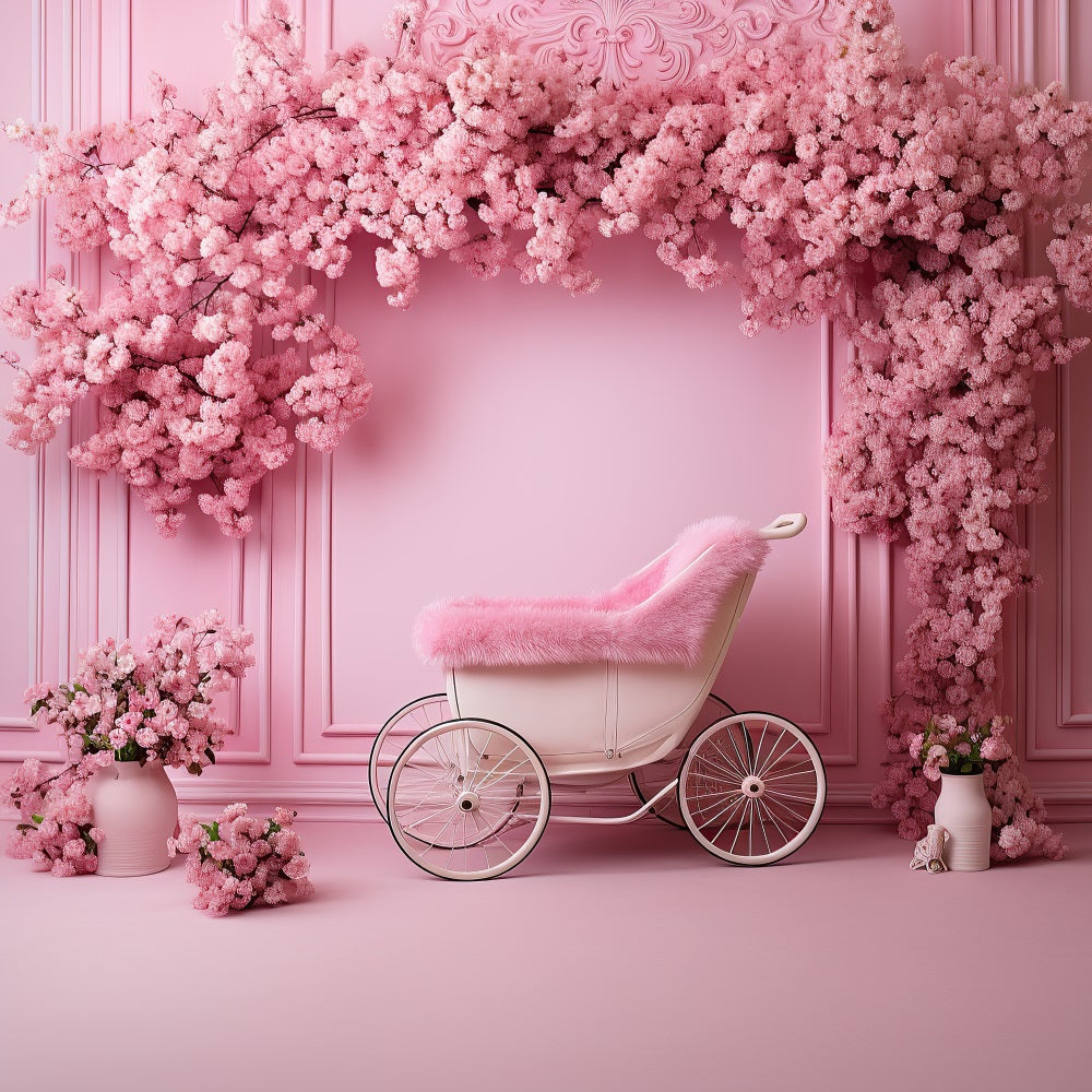 DBackdrop Pink Classic Wall Kirschblüte Rose Trolley Element Backdrop RR4-12
