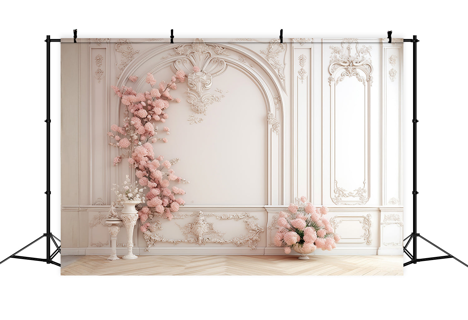 DBackdrop Klassische Vintage-Wand Rosa Blumenakzent Hintergrund RR4-26