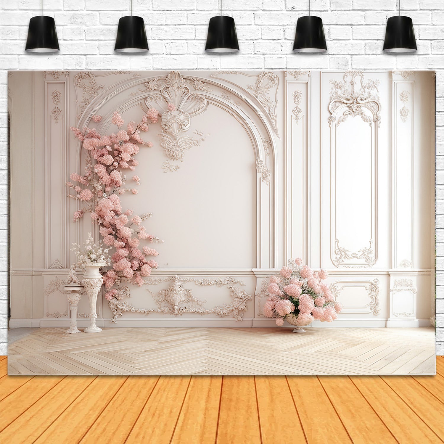 DBackdrop Klassische Vintage-Wand Rosa Blumenakzent Hintergrund RR4-26