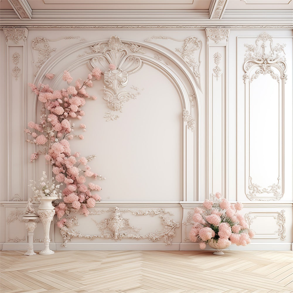 DBackdrop Klassische Vintage-Wand Rosa Blumenakzent Hintergrund RR4-26