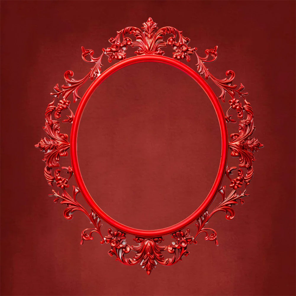 DBackdrop Kunst Vintage Roter Ovaler Fotorahmen Abstrakte Hintergrund RR4-52